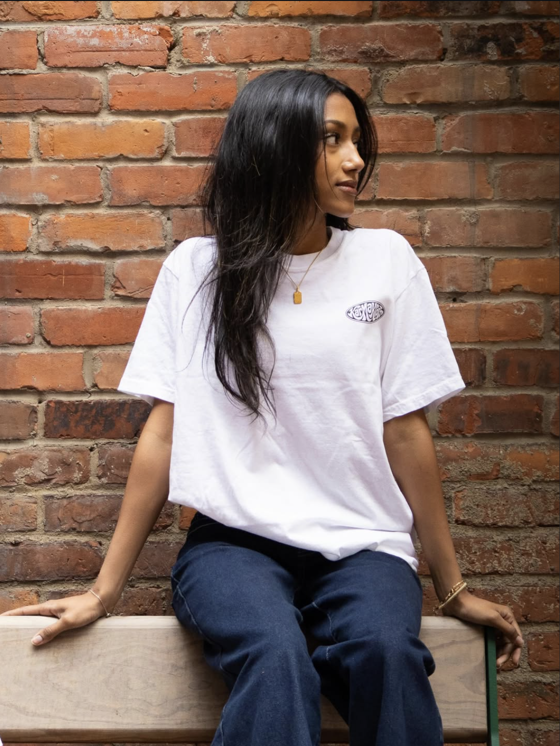Model wearing KarmaKloth drop