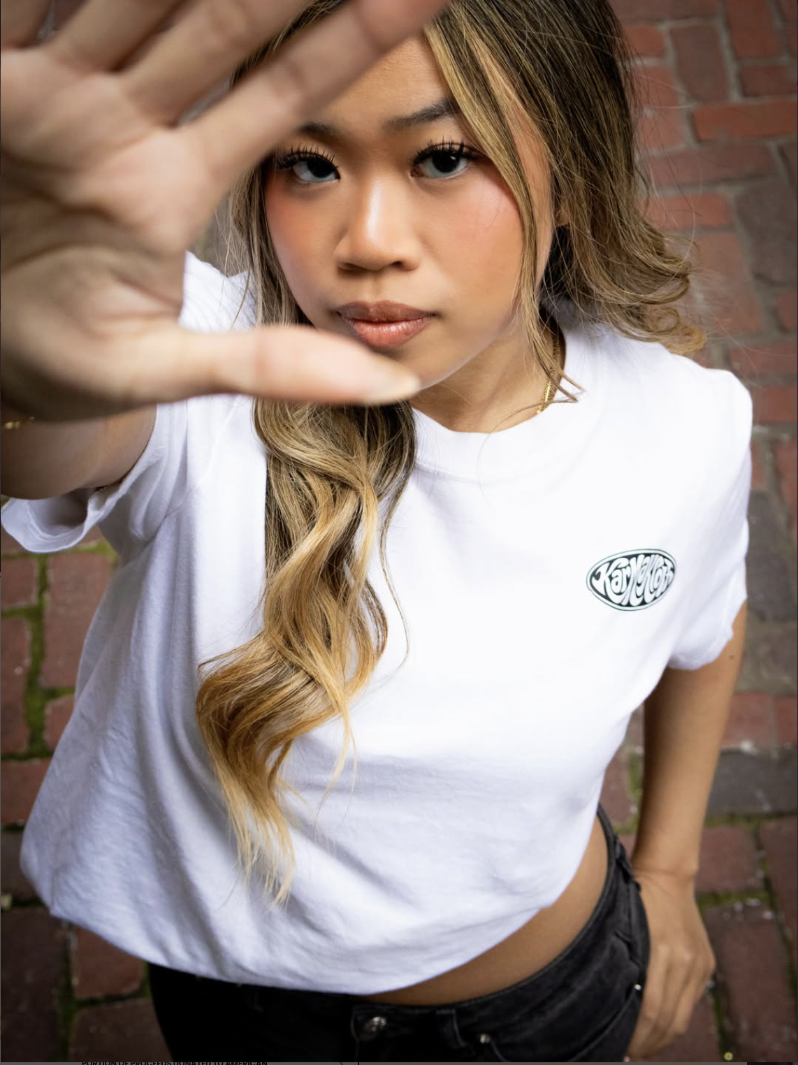 Model wearing KarmaKloth drop