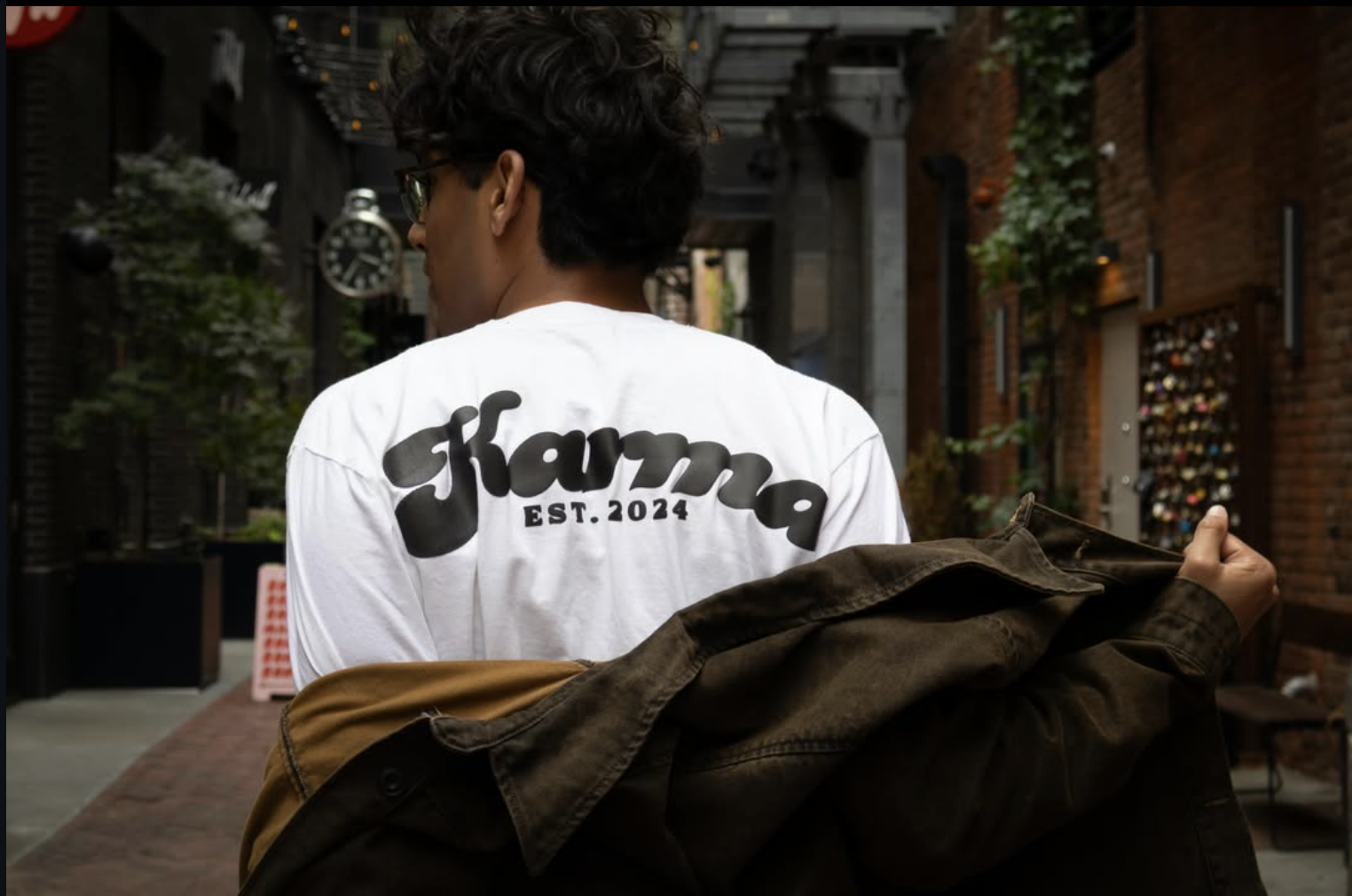 Model wearing KarmaKloth drop